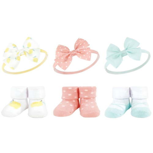 Hudson Baby Infant Girls Headband and Socks Giftset, Lemon, One Size