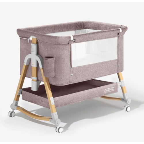 HARPPA Cuddly 3-in-1 Baby Bassinet Bedside Sleeper for Reflux | Attaches to Bed, Adjustable 5 Heights, Non-Toxic & CPSC Certified | Sturdy Aluminum Frame, Portable Wheels, Tool-Free Setup, Gentle Rocking | Perfect for Newborns, Infants, Small Spaces & Saf