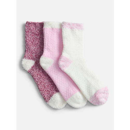 Joyspun Women's Double Layer Crew Lounge Socks, 3 Pack, Shoe Sizes 4-10