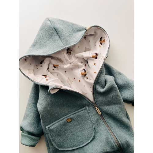 Merino Wool Baby Snowsuit: Hooded Newborn Romper, Organic Cotton Lined