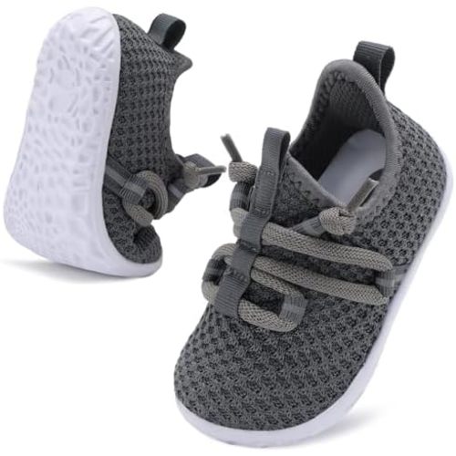 Besroad Baby Boys Girls First Walking Shoes Infant Crib Shoes Breathable Slip On Sneaker Lightweight Barefoot Shoe for Babies