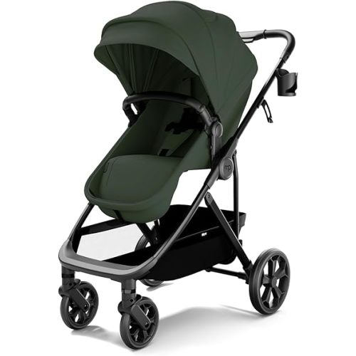 Mompush Wiz Pro 2-in-1 Baby Stroller, Full-Size All-Terrain Premium Stroller with Newborn Mode and Reversible Seat, Snack Tray Included, Large UPF 50+ Canopy & Storage Basket