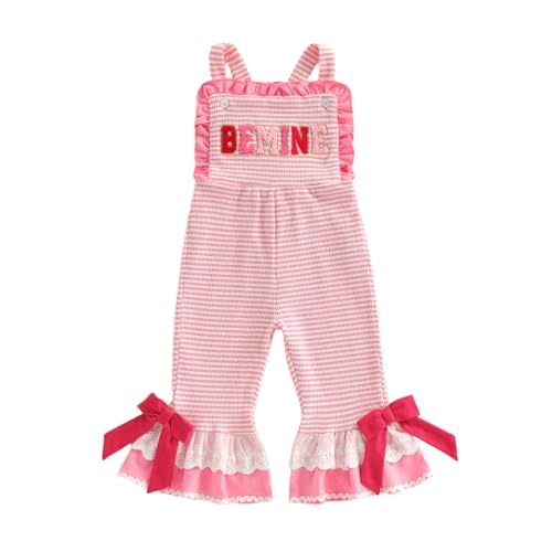 Toddler Baby Girl Bell Bottoms Romper Floral/Butterfly Overalls Suspender Flare Pants One Piece Strap Jumpsuit