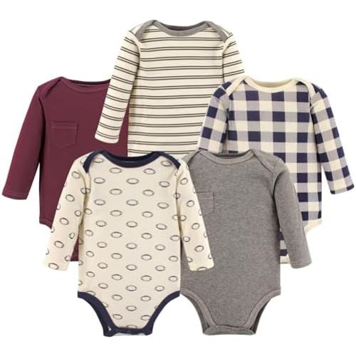 Hudson Baby Basics Infant Boys Cozy Long Sleeve Bodysuits 5-Pack