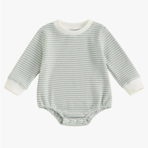 VISGOGO Unisex Baby Boy Girl Romper Waffle Newborn Infant Onesie Clothes Long Sleeve Bubble Oversized Romper Bodysuit Top