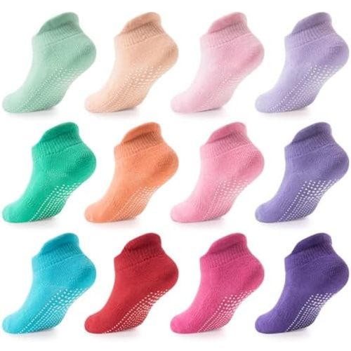 LA ACTIVE Non Slip Grip Ankle Boys and Girls Socks with Non Skid for Babies Toddlers and Kids Back to School