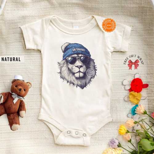 Cute Detroit Onesie, Football Toddler Lion Shirt, Kid Game Day T-Shirt, Funny Detroit Tee, Infant Lion Bodysuit, Football Baby Lion Apparel