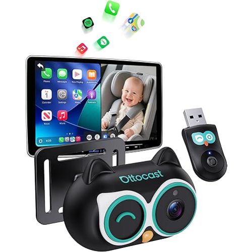OTTOCAST Cabin Care Car Adapter with Baby Car Camera 2026,1080P IR Night Vision, HD Touchscreen with Split Display, Plug-and-Play