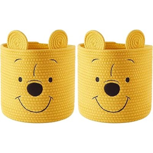 Idea Nuova Disney Winnie the Pooh Figural Rope Storage Organizer Basket, 10" H x 10" W (Pack of 2)