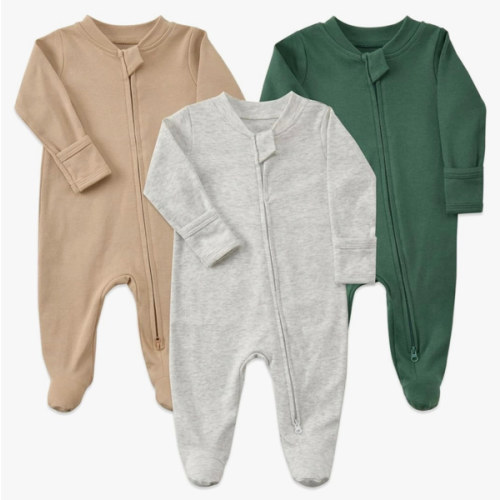 Aablexema Baby Footie Pajamas Cotton with Mitten Cuffs, Double Zipper