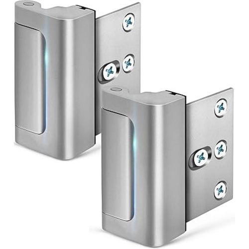 Home Security Door Lock, 2 Pack Childproof Door Reinforcement Lock with 3 Inch Stop Withstand 800 lbs for Top Front Inward Swinging Door, Upgrade Flip High Night Lock to Defend Your Home Kids