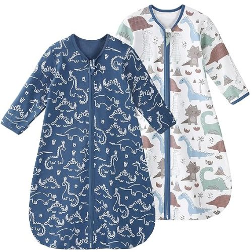 Yoofoss Baby Sleep Sack 0-6 Months Long Sleeve Wearable Blanket Baby 100% Cotton 2-Way Zipper 0.5 Tog Newborn Sleeping Sack, Lightweight(Small)
