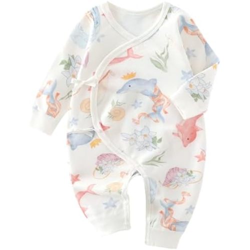 Baby Girl Boy Romper Side Snap Kimono Japanese Cotton Newborn Outfit Newborn-6M