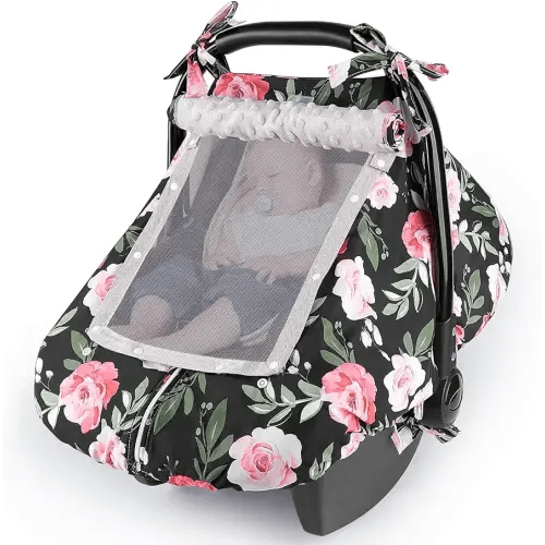 Unicorn Castle Baby Car Seat Cover Infant Car Seat Covers for Babies Breathable Car Seat Canopy Mesh Window Carseat Cover for Four Seasons Newborn