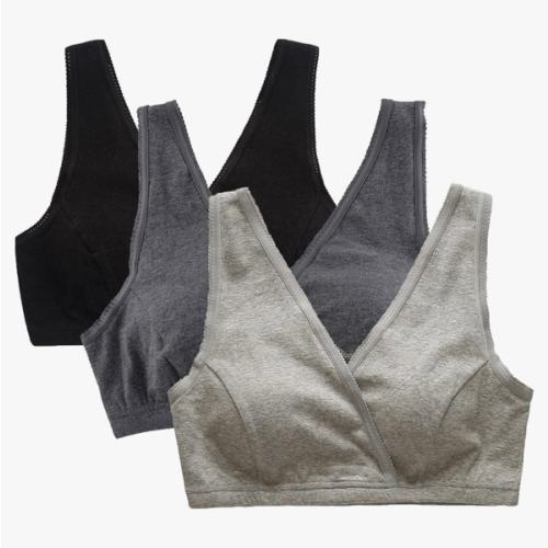CAKYE 3 Pack Maternity Nursing Sleep Bra Breastfeeding Cotton Bralette