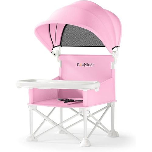 Cochildor 4-in-1 Portable Baby Chair, Foldable Toddler Booster Seat, Pink