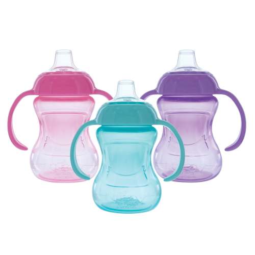 2-Handle Mini Grip N’ Sip Training Sippy Cup (3 Pack) | Pink/Aqua/Purple [NXZ8G]