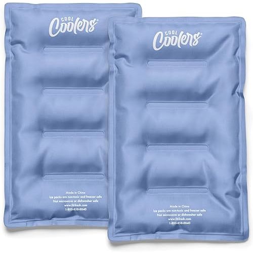 Cool Coolers by Fit & Fresh 2 Pack Soft Ice Packs for Cooler, Flexible Stretch Nylon, Lunch Box, Large Reusable Freezer Packs, Cornflower Blue