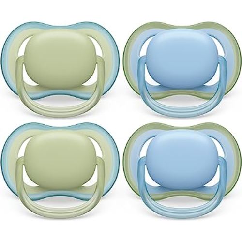 Philips Avent Ultra Air Pacifier - 4 x Light, Breathable Baby Pacifiers for Babies Aged 0-6 Months, BPA Free with Sterilizer Carry Case, SCF085/48