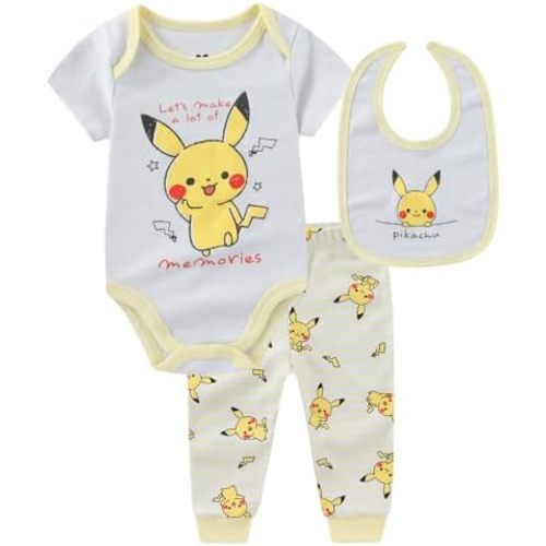 Pokémon Monpoke Baby Boys Bodysuit Bib and Pants 3 Piece Set for Infants