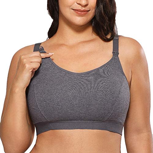 Gratlin Women's Plus Size Nursing Bra Sports Maternity Support Cotton Breastfeeding Bras