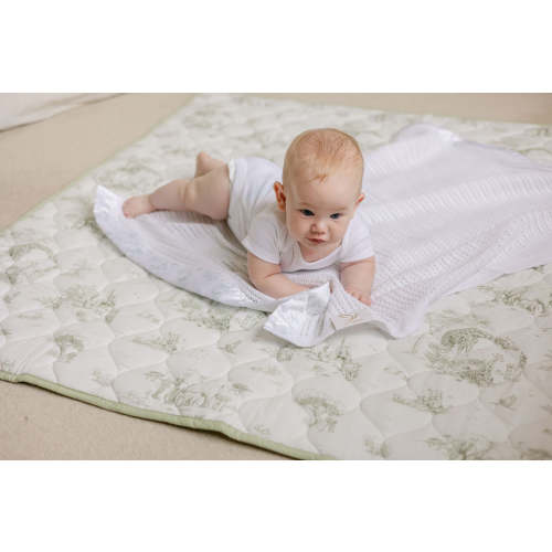 Safari Toile Quilted Playmat - Organic Quilted Baby Playmat – The Gilded Bird US