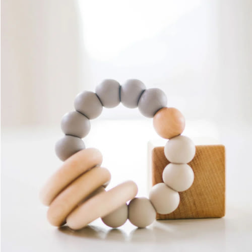 Silicone + Wood Teether Ring