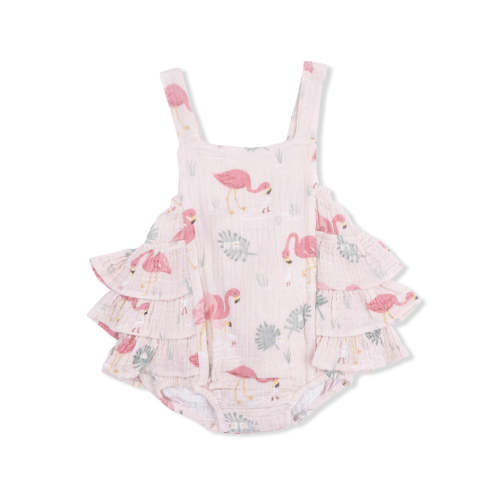 Angel Dear Flamingos Ruffle Sunsuit – zukababy