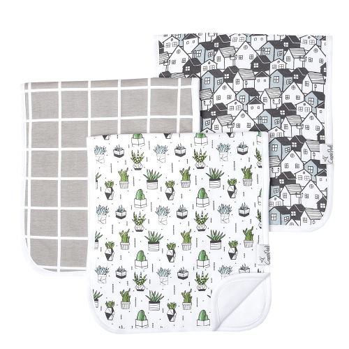 Copper Pearl Baby Burp Cloth Large 21''x10'' Size Premium Absorbent Triple Layer 3 Pack Gift Set “Urban Set