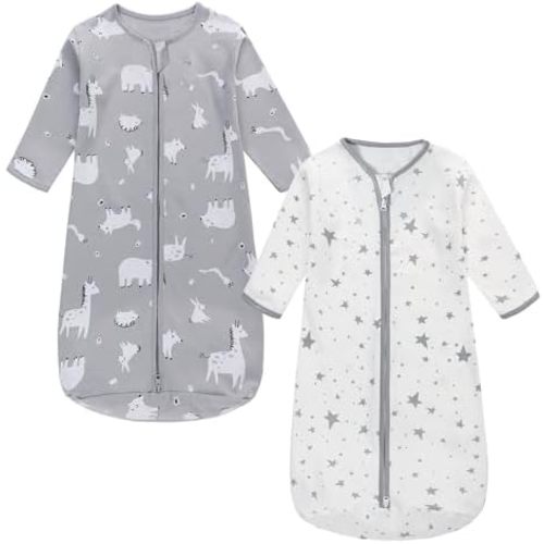 Miracle Baby Long Sleeve Sleep Sack 2-Pack, 100% Cotton Wearable Blanket Baby Sleeping Bag for Newborn Infant Toddler
