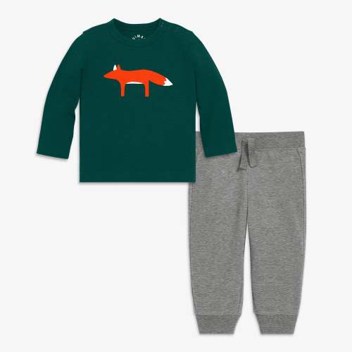 Baby fox tee & jogger set - Ivy / 3-6