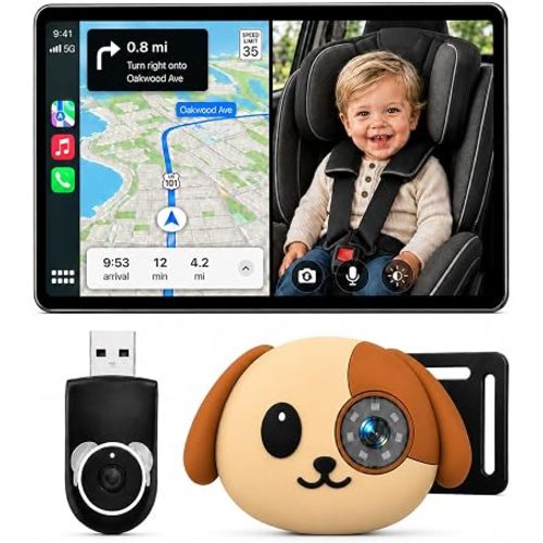 Cabin Care 1080P Baby Car Camera with Wireless CarPlay/Android Auto Adapter