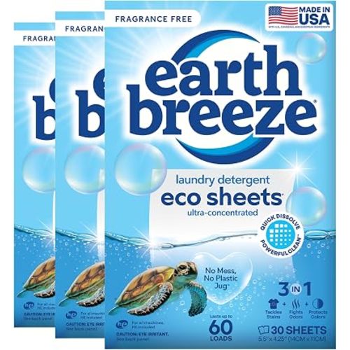 Earth Breeze Laundry Detergent Sheets Fragrance-Free 180 Loads