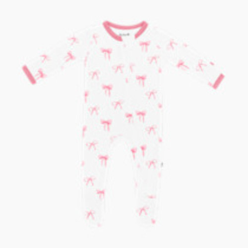 Kyte Baby Printed Zipper Footie - Bow, Newborn
