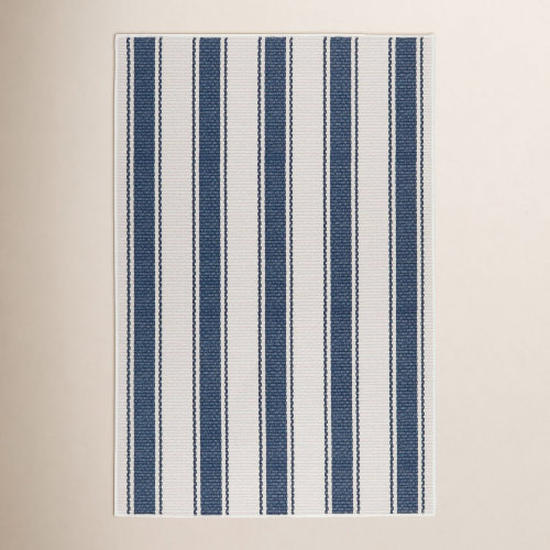 Dash and Albert Rugs Blue Awning Striped Machine Washable Rug & Reviews | Birch Lane