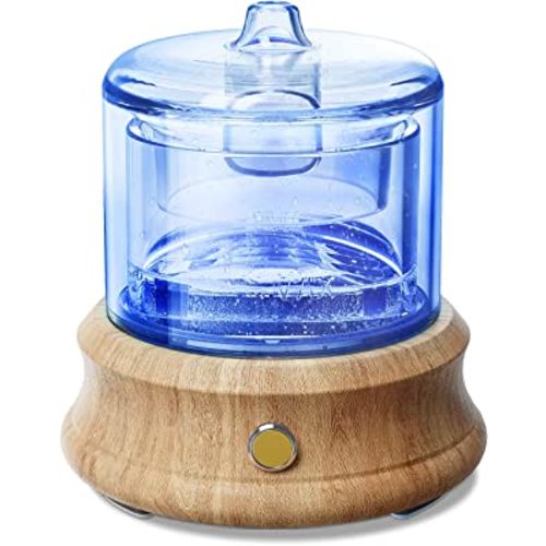 Lecdura Glass Essential Oil Cordless Diffuser Humidifier, Rechargeable Glass Reservoir Wood Base Auto-Off 7 Color Light Ultrasonic Cool Mist Aroma Diffusers for Home Office Bedroom Room Yoga Gift 80ML
