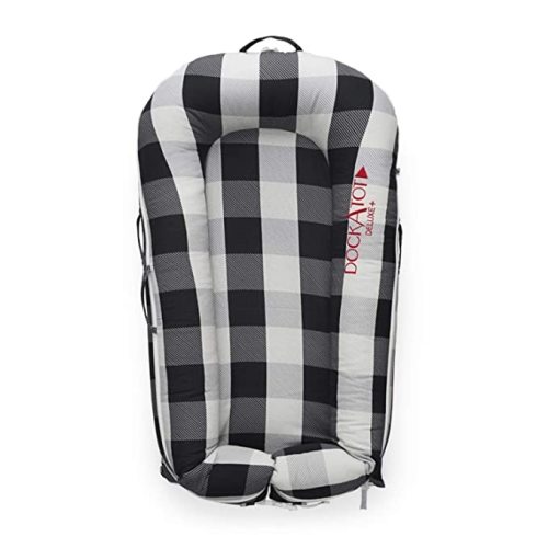 DockATot Deluxe+ Dock - The All in One Portable & Lightweight Baby Lounger - Suitable from 0-8 Months (Charcoal Buffalo)