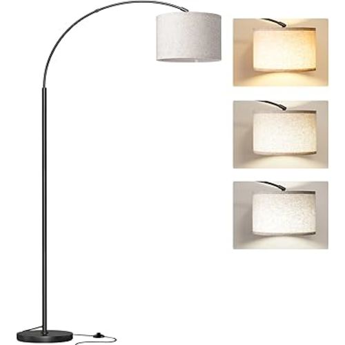 SUNMORY Arc Floor Lamp with 3 Color Temperature,Modern Floor Lamp with 9w A19 LED Bulb,75″Height Tall Lamp for Living Room with Hanging Drum Shade and Weighted Base.Arched Standing Lamp for Bedroom