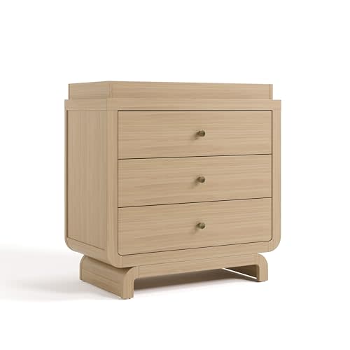 Storkcraft Santorini 3 Drawer Chest with Changing Topper, Driftwood | GREENGUARD Gold Certified, Premium Nursery and Kids Bedroom Wood Storage Dresser, Interlocking Drawer System