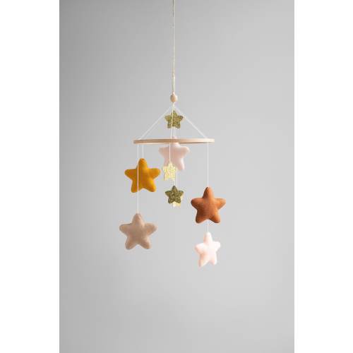 Star baby mobile, gold nursery decor, neutral gender nursery mobile, hanging star