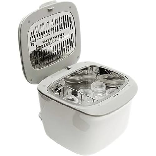 New Beginnings BPA-Free 2-in-1 UV Steriliser and Dryer, Compact & Silent, Fits up to 4 Bottles Plus Accessories