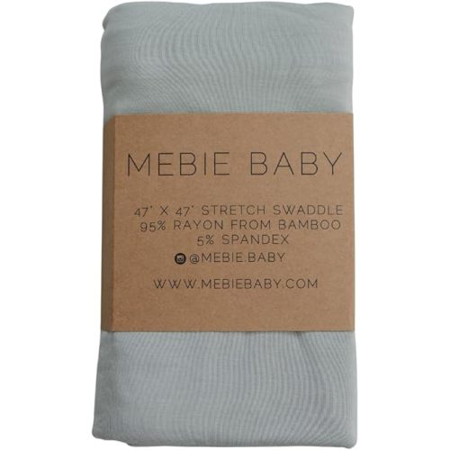Mebie Baby Sage Stretch Swaddle, Modern and Neutral Swaddle Blanket for Baby Girl or Boy, Soft Baby Blankets, Newborn Swaddle Blanket, 0-3 Month, Comfy Wrap, Baby Essentials & Gifts (47" x 47")
