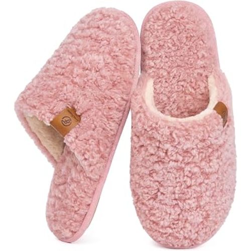 EverFoams Women's Fuzzy Slippers Warm Cozy Memory Foam Indoor House Shoes