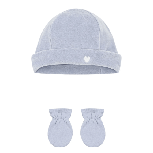 Petit Bateau Baby Hat And Mittens Set Polaire Blue