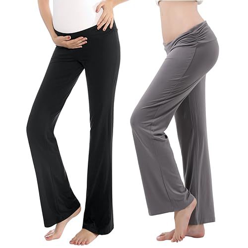 Women Maternity Pajama Pant Stretchy Comfy Wide Soft Palazzo Elastic Pregnancy Lounge Casual PJs