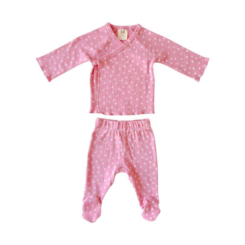 Pink Flower / Organic Pointelle Newborn Set – SpearmintLOVE