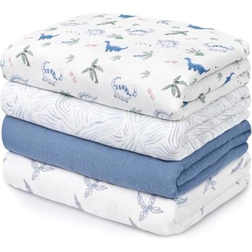 GLLQUEN BABY Muslin Swaddle Blankets 4Pk Receiving Blanket Large 35" x 40"