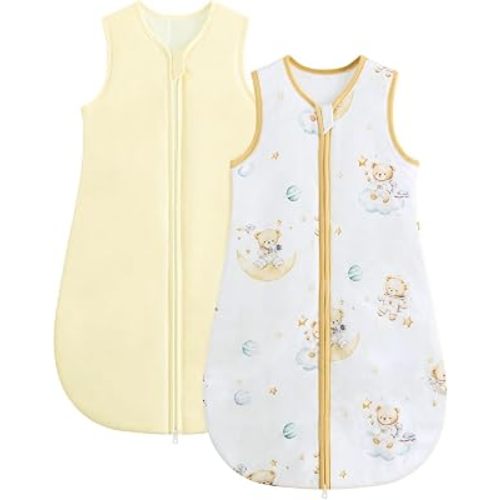 WYTbaby Baby Sleep Sack 2 Pack Cotton SleepSack for Spring Summer Wearable Blanket with 2-Way Zipper
