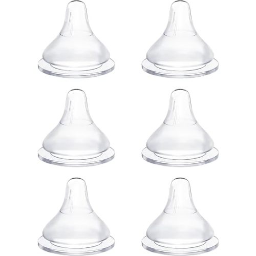 Silicone Bottle Baby Feeding Nipples Compatible with Lansinoh Bottles, Replacement Soft Nipple for Baby 0+ Months, Anti-Colic, BPA-Free, Extra Slow Flow, Size SS, 6 Count