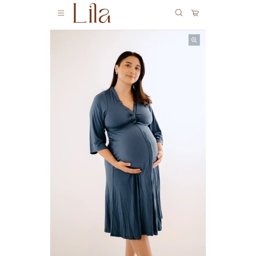 Lila Postpartum Gown in Midnight Blue